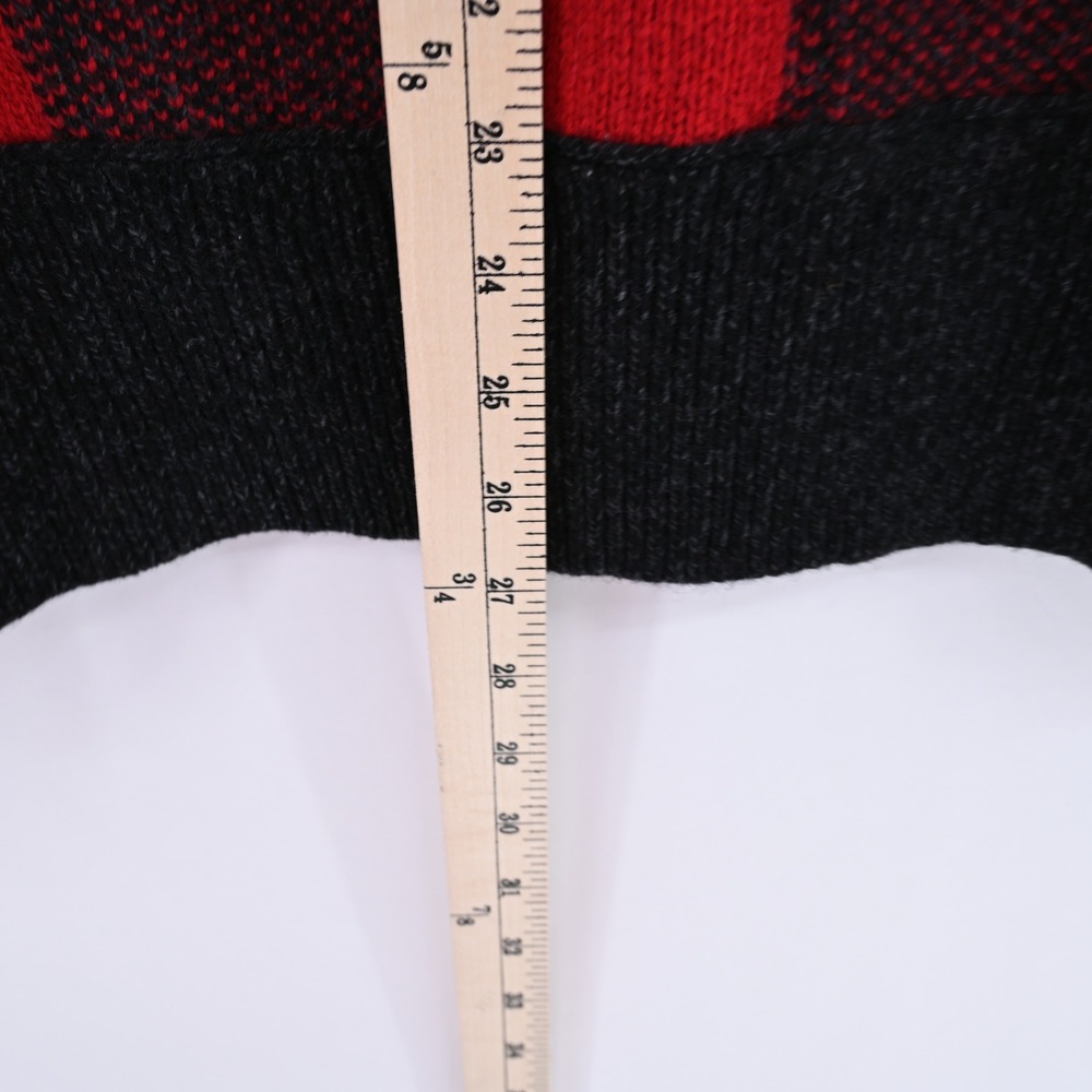 Banana Republic Buffalo Plaid Shawl Collar Cardigan Mens Large Red Black Merino - Picture 14 of 14